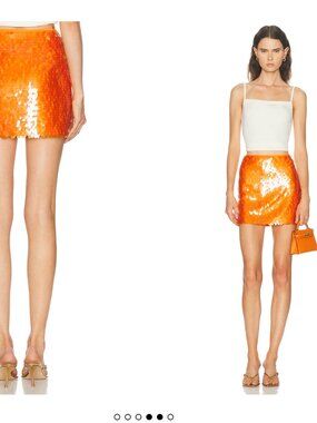 Simon Miller Dizzy Bright Tangerine Orange Sequin Mini Skirt